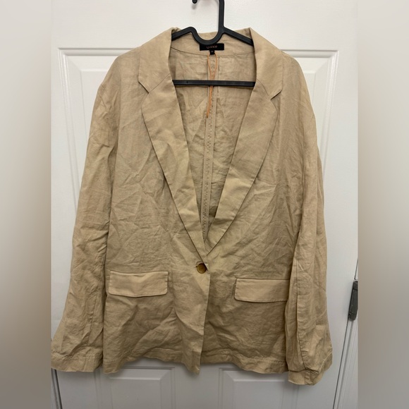 Women’s Quince European Linen beige Blazer Size XL Oversized Casual Business - Picture 2 of 8